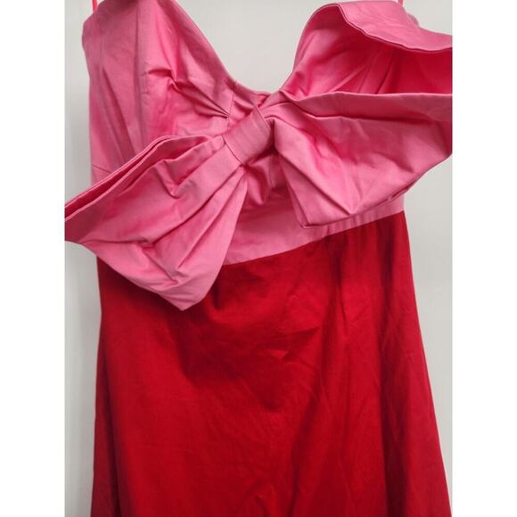 NWT Anthropologie Hutch Bow-Tie Maxi Dress Gown Sz 12P Petites Red/Pink #8G406 - Picture 5 of 10